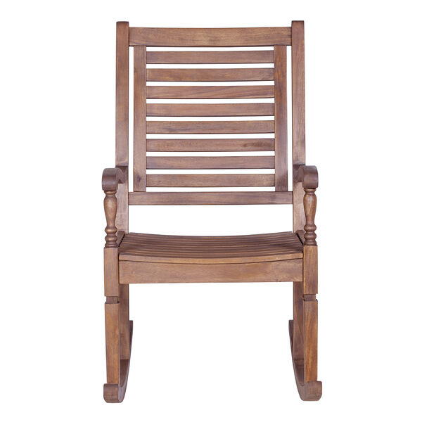 Solid Acacia Wood Rocking Patio Chair, Dark Brown, image 3