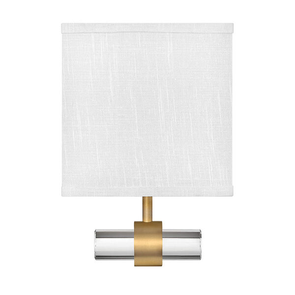 Luster Heritage Brass One-Light LED Wall Sconce with Off White Linen Shade, image 4