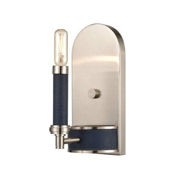 Avenue Satin Nickel and Navy Blue One-Light Wall Sconce, image 1