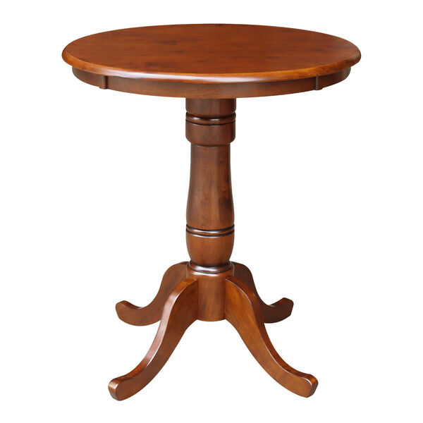 Espresso 30-Inch Round Pedestal Gathering Height Table with Two Counter Stool, Three-Piece, image 3