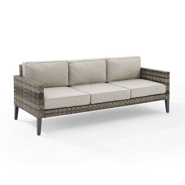 Prescott Taupe and Brown Outdoor Wicker Sofa, image 2
