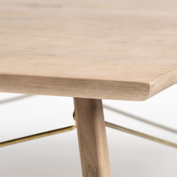 Kirby II Brown Solid Wood Top Coffee Table with Metal Bracing Leg, image 4