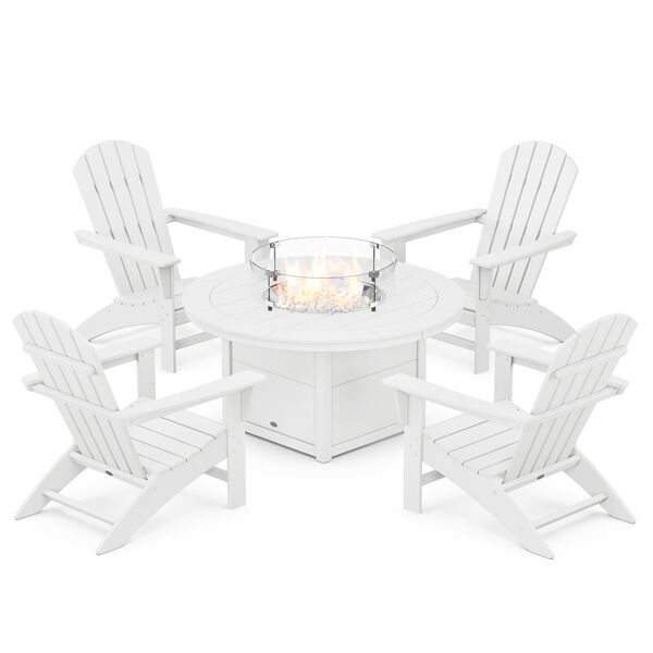 Nautical Adirondack Chair Conversation Set with Fire Pit Table, 5-Piece, image 1