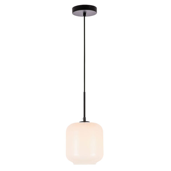 Collier Black Seven-Inch One-Light Mini Pendant with Frosted White Glass, image 4
