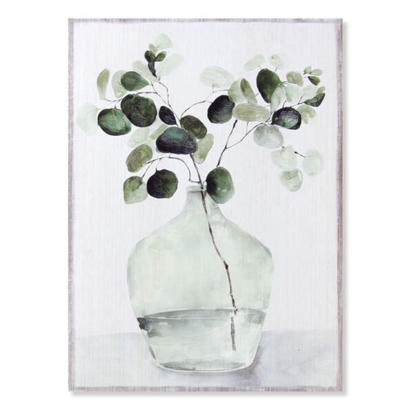 White and Green Eucalyptus Plaque, Set of 2, image 1