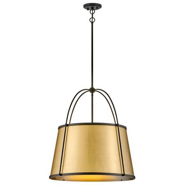 Clarke Black with Lacquered Dark Brass Accents Four-Light LED Pendant, image 1