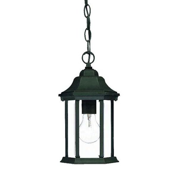 Madison Matte Black One-Light Hanging Fixture Clear Beveled Glass, image 1