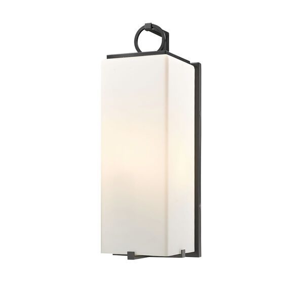 Sana Black Three-Light Outdoor Wall Sconce with White Opal Shade, image 1