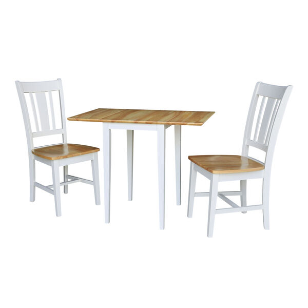 White Natural Dual Drop Leaf Dining Table with Two San Remo Chairs, image 1