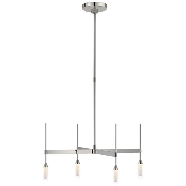 Overture Medium Downlight Chandelier in Polished Nickel with Clear Glass by Peter Bristol, image 1