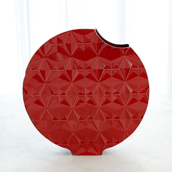 Red Small Ceramic Geometric Vase, image 1