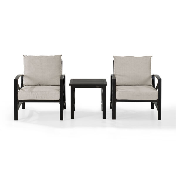 Kaplan 3 Piece Outdoor Seating Set With Oatmeal Cushion - Two Chairs, Side Table, image 2