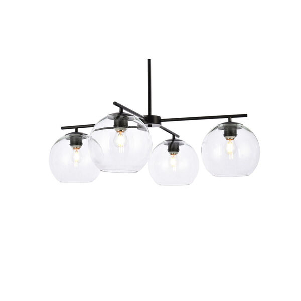 Opus Black and Clear Four-Light Pendant, image 3