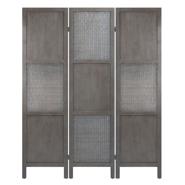 Ramie Oyster Gray Folding Screen Divider, image 2