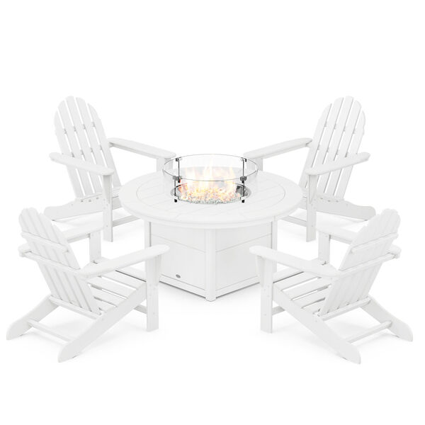 Classic White Adirondack Conversation Set with Fire Pit Table, 5-Piece, image 1