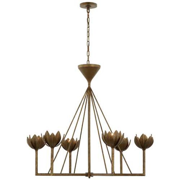 Alberto Antique Bronze Six-Light Large Low Ceiling Chandelier by Julie Neill, image 1
