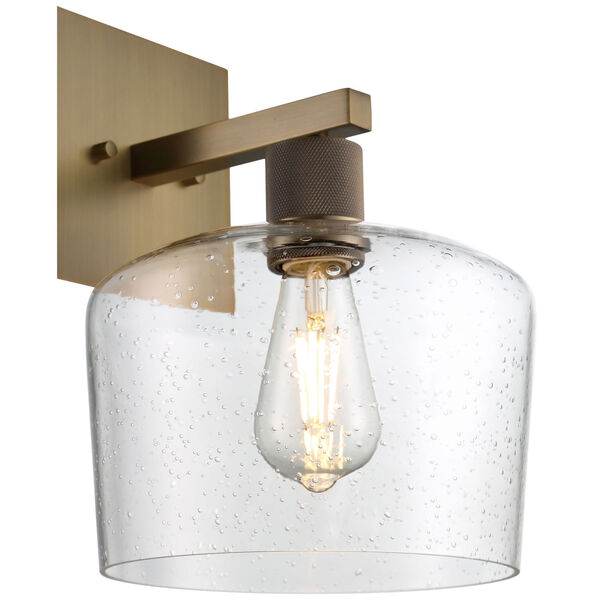 Port Nine Brass-Antique and Satin Outdoor One-Light LED Wall Sconce with Clear Glass, image 5