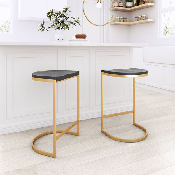 Louis Black and Gold Counter Stool, Set of Two, image 2