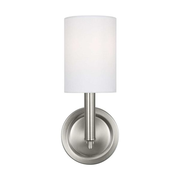 Egmont Brushed Silver One-Light Bath Sconce with White Linen Shade by Drew and Jonathan, image 1