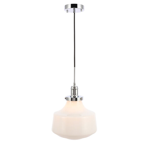 Lyle Chrome 11-Inch One-Light Pendant with Frosted White Glass, image 1