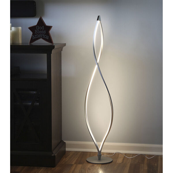 Twist Silver Two-Light Integrated LED Floor Lamp, image 3