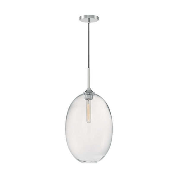 Aria Polished Nickel 23-Inch One-Light Pendant with Clear Seeded Glass, image 3