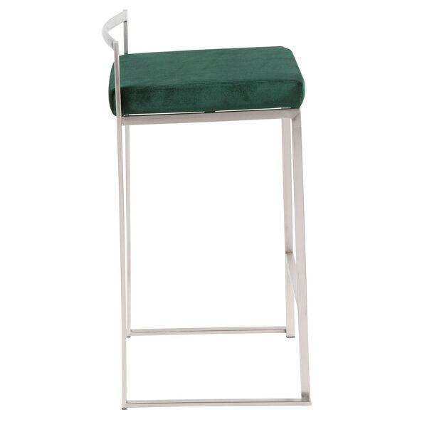 Fuji Stainless Steel and Green 31-Inch Bar Stool, Set of 2, image 3