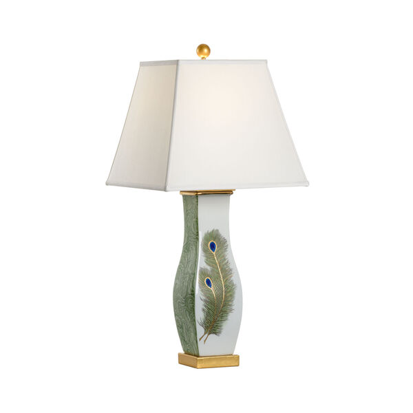 Multicolor One-Light Peacock Feather Table Lamp, image 1