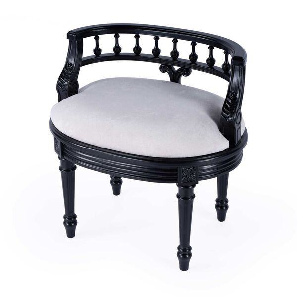 Hathaway Black Licorice Upholstered Vanity Seat, image 1