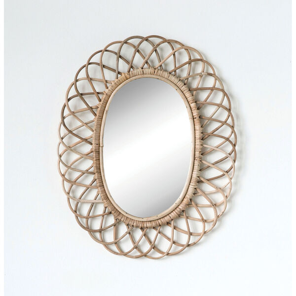 Woven Roots Oval Bamboo Wall Mirror, image 1