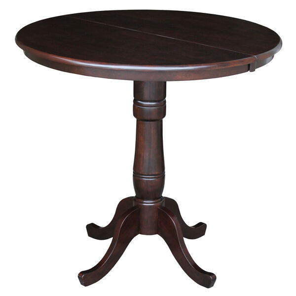 Rich Mocha 36-Inch Round Pedestal Counter Height Table, image 1