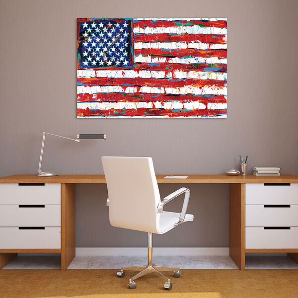Dramatic Stars and Stripes Frameless Free Floating Tempered Glass Wall Art, image 3