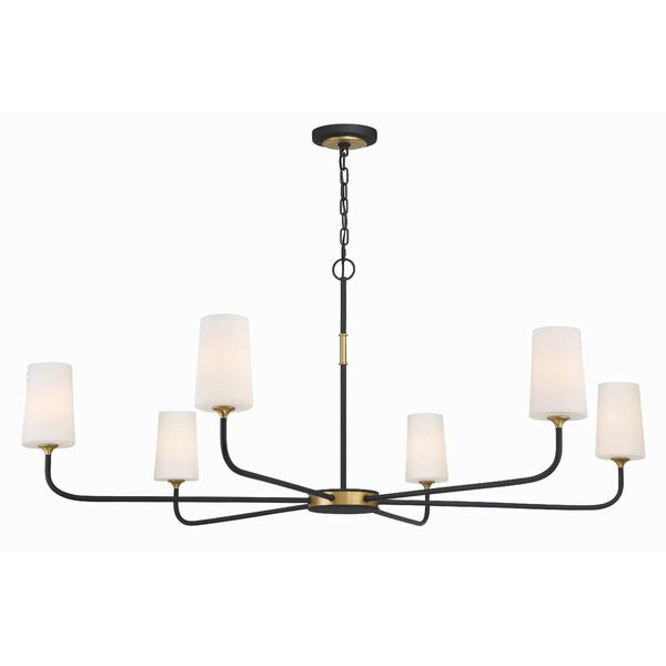 Niles Black Forged and Modern Gold Six-Light Chandelier, image 1