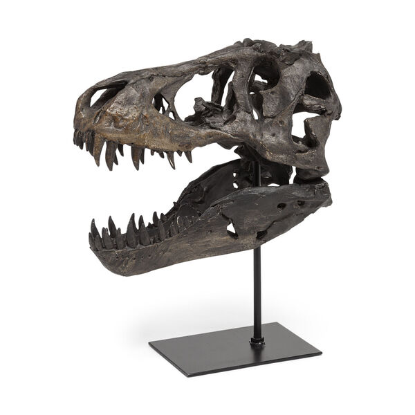 Lagrane Black Replica Dinosur Tyrannosaurus T-Rex Skull Figurine, image 1