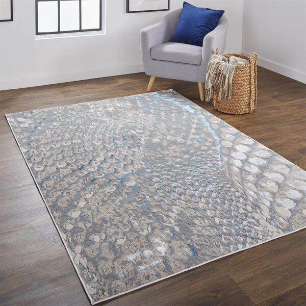 Azure Blue Silver Gray Area Rug, image 3