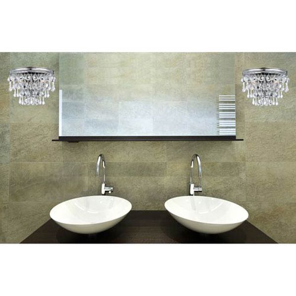 Hopewell Polished Chrome Two-Light Wall Sconce with Clear Crystal, image 2