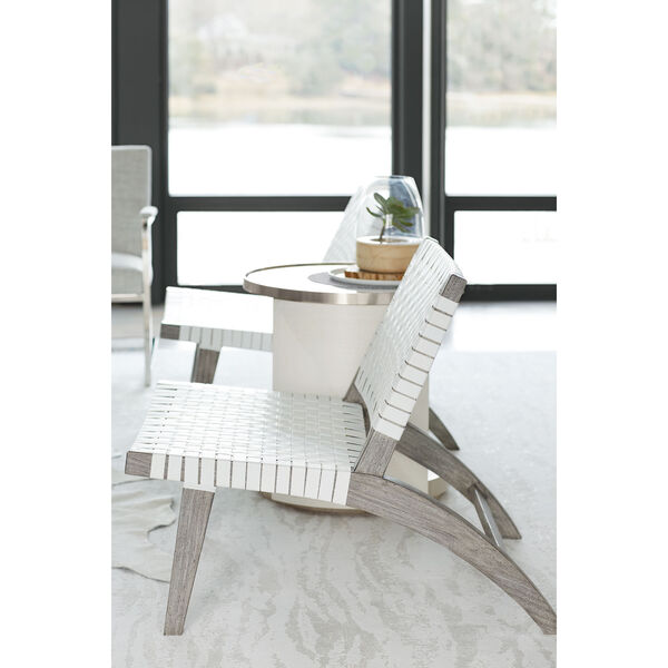 Axiom Linear Gray, Linear White and Brushed Silver 24-Inch Chairside Table, image 5