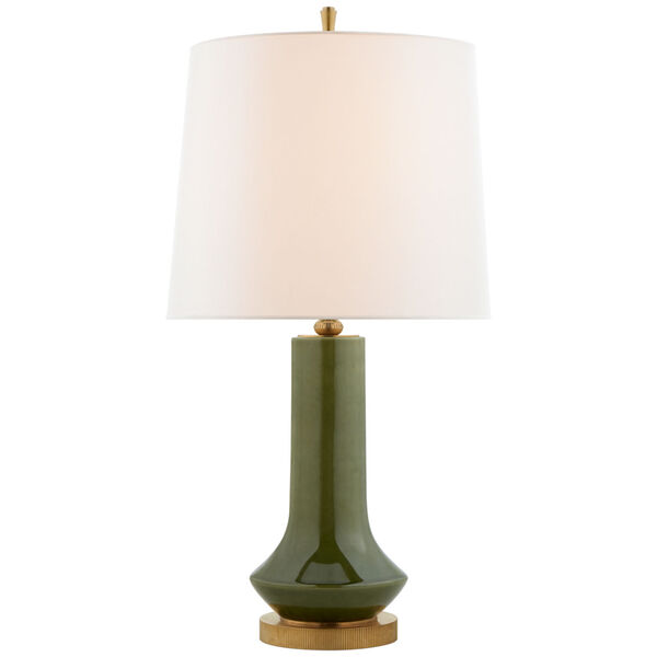 Luisa Large Table Lamp in Emerald Green with Linen Shade by Thomas O'Brien, image 1