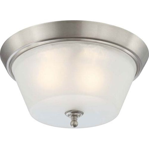 Surrey Brushed Nickel Three-Light Flush Mount with Frosted Glass, image 1