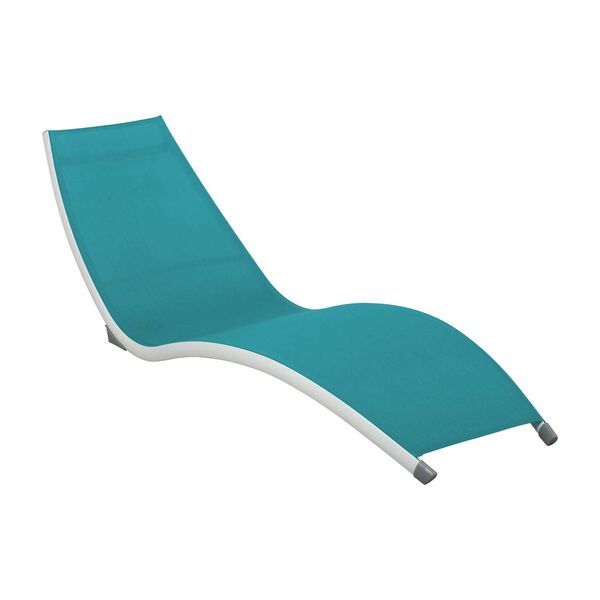 Helix White Teal Stackable Sling Chaise Lounge, Set of Two, image 3