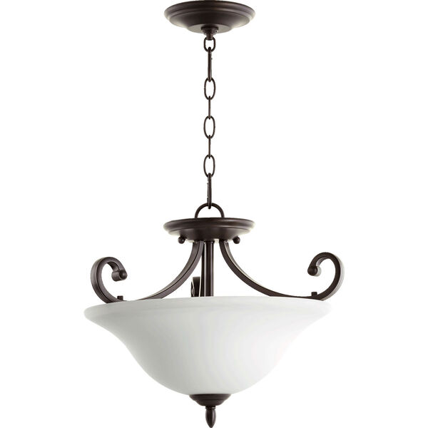 Bryant Oiled Bronze with Satin Opal Glass 18-Inch Three-Light Dual Mount Pendant, image 1