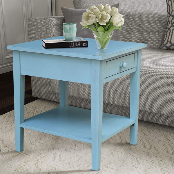 Spencer Antique Rubbed Ocean Blue End Table, image 2