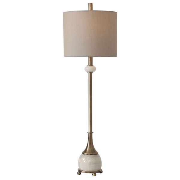 Natania Antique Brass Table Lamp with Polished White Marble, image 1