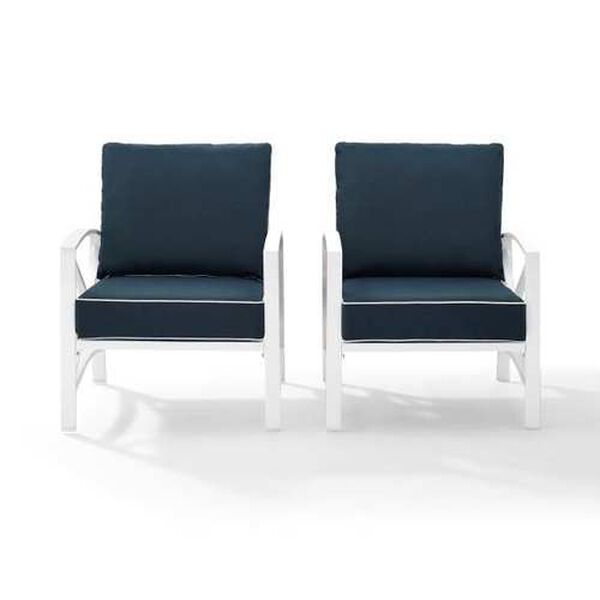 Kaplan Navy White Outdoor Metal Armchair Set , Set of Two, image 2