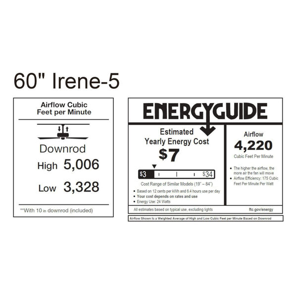 Irene-5 Matte Black 60-Inch Outdoor Ceiling Fan with Walnut Tone Blades, image 2