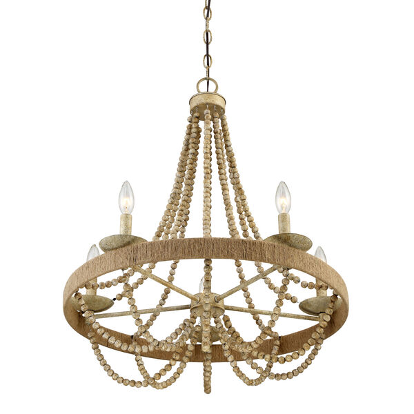 Selby Natural Wood Five-Light Chandelier, image 1