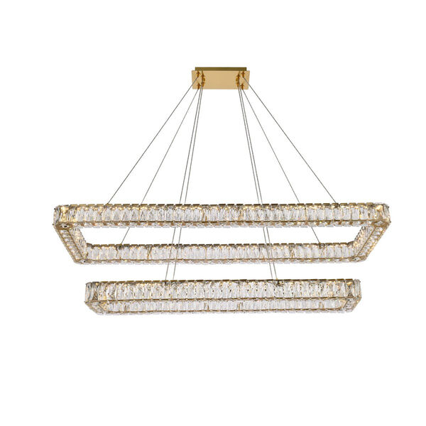 Monroe Gold 50-Inch Integrated LED Double Rectangle Pendant, image 1