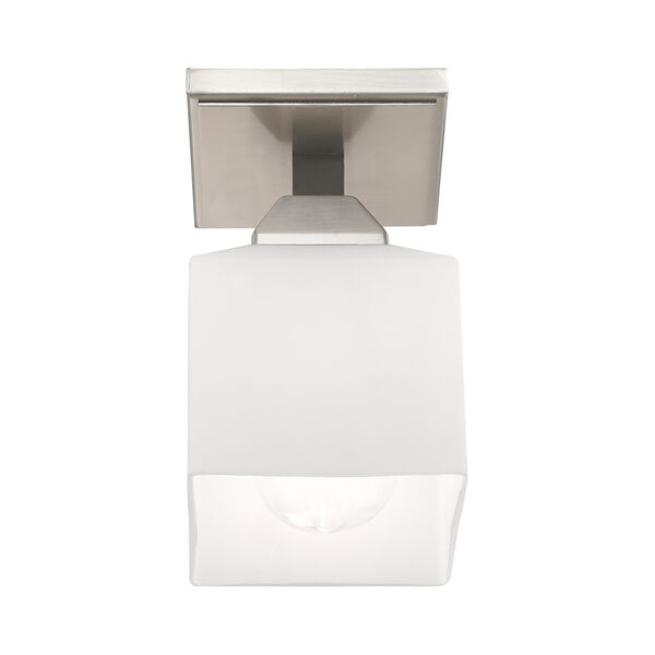 Aragon Brushed Nickel 5-Inch One-Light Ceiling Mount with Hand Blown Satin Opal White Glass, image 5
