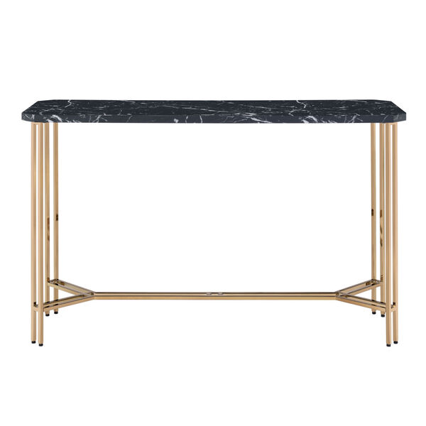 Daxton Black and Gold Faux Marble Sofa Table, image 2