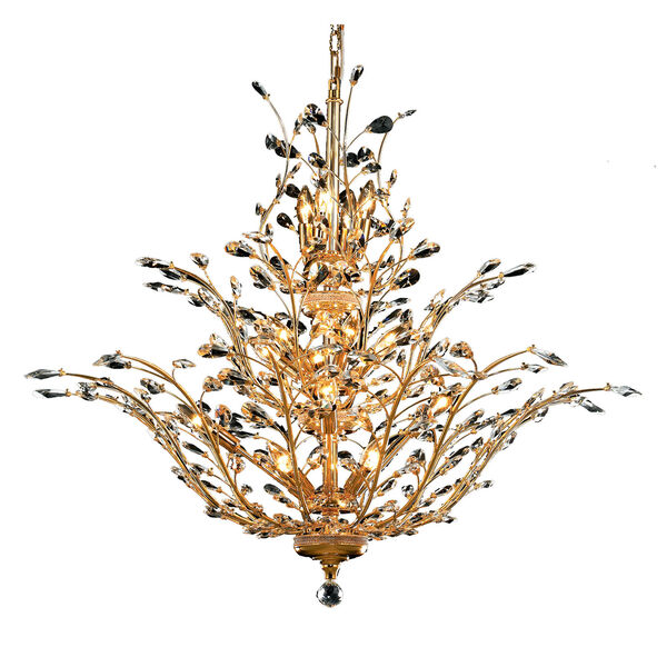 Orchid Gold Eighteen-Light 41-Inch Chandelier with Royal Cut Clear Crystal, image 1